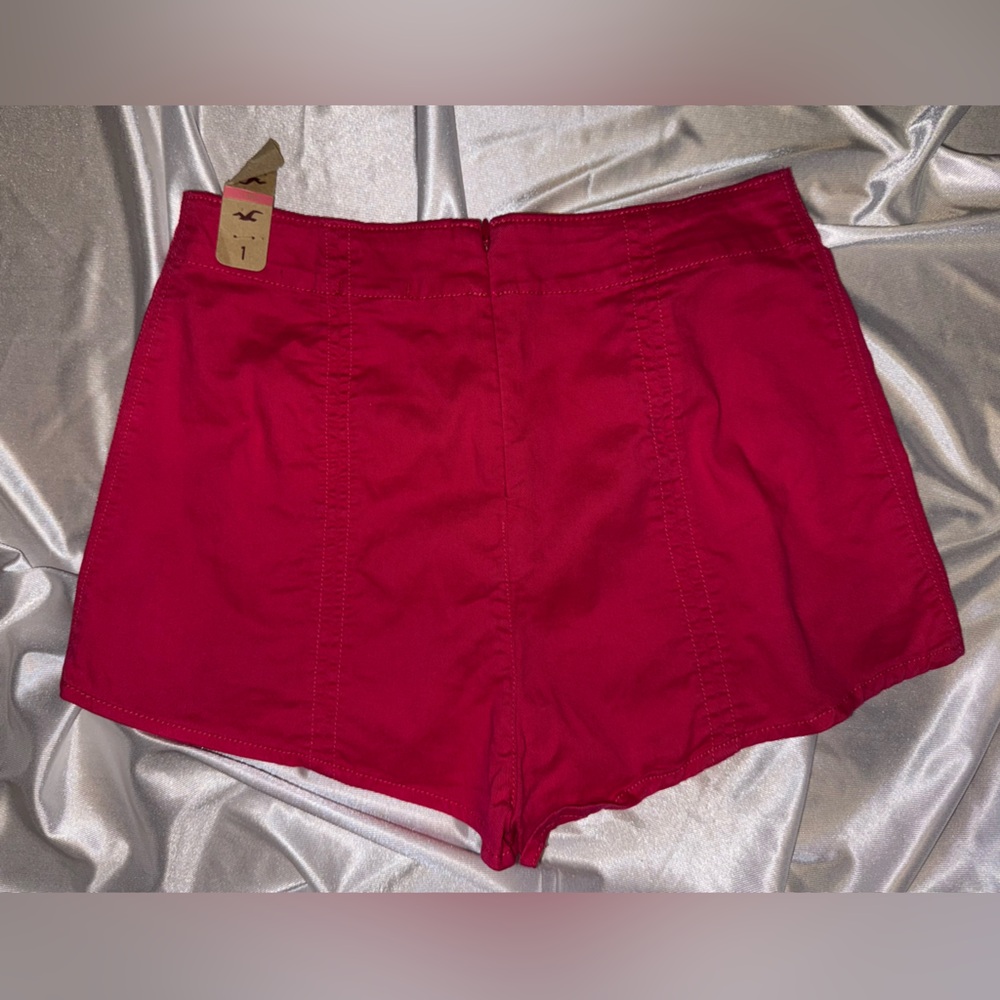 Hollister High Waist Pink Shorts with Button Detail - Picture 2 of 4